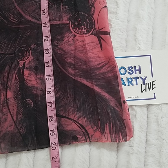 SHASA pink grey  Semi•sheer feather graphics tiered tank top Small Casual Beach - Picture 6 of 7